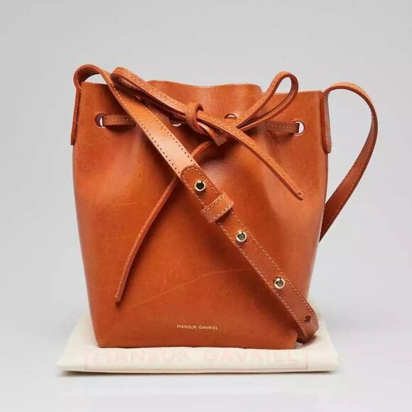 Mansur Gavriel Cammello/Rosa Vegetable Leather Mini Mini Bucket Bag - Picture 9 of 9